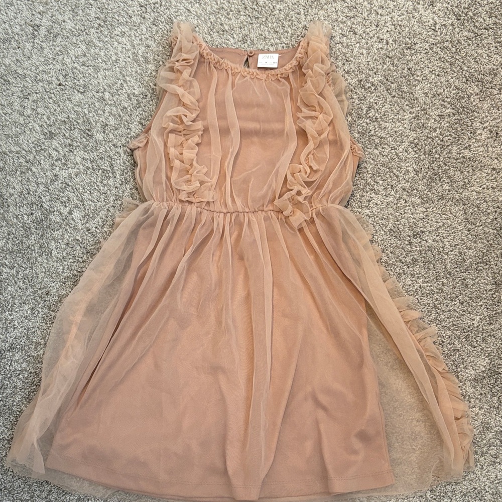 Zara Blush Pink Ruffle Kids Dress